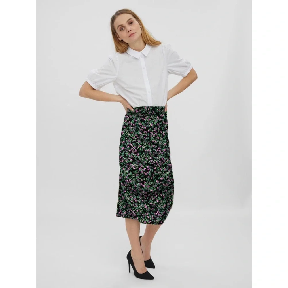 NEW Vero Moda Olga Floral Ruched Midi Skirt Size XS - Picture 8 of 8